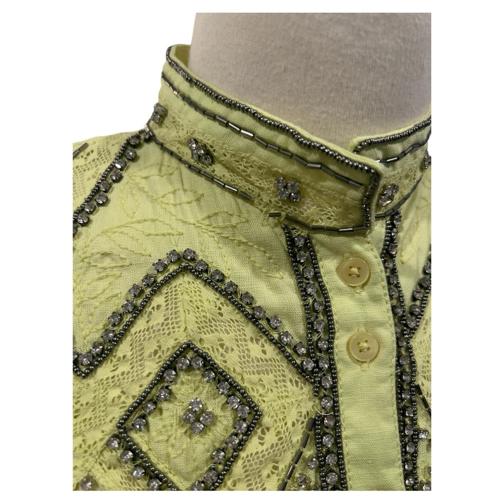 Lime Green & Rhinestone Pilcro Blouse by Anthropologie Size XS - Picture 3 of 10